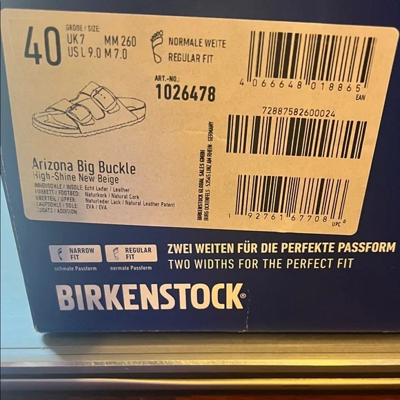 BIRKENSTOCK ARIZONA BIG BUCKLE HIGH SHINE NEW BEIGE SIZE 9 WOMENS - Picture 11 of 13